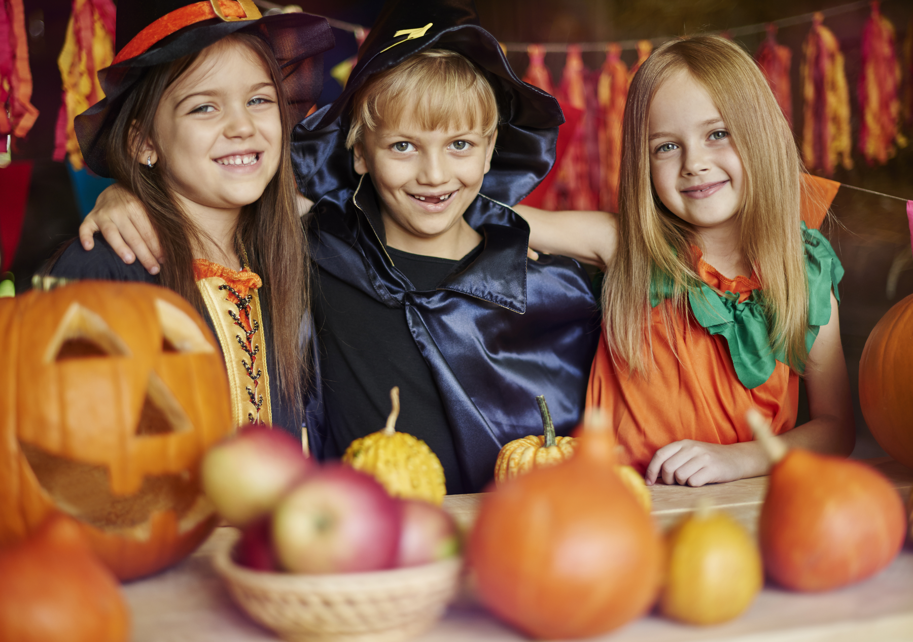 Kids dressed in Halloween clothes
