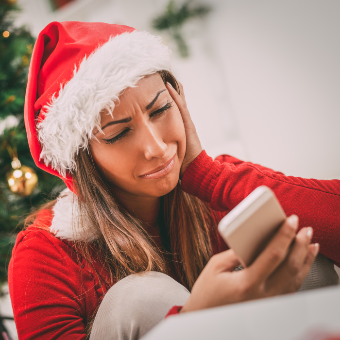 worried woman at christmas