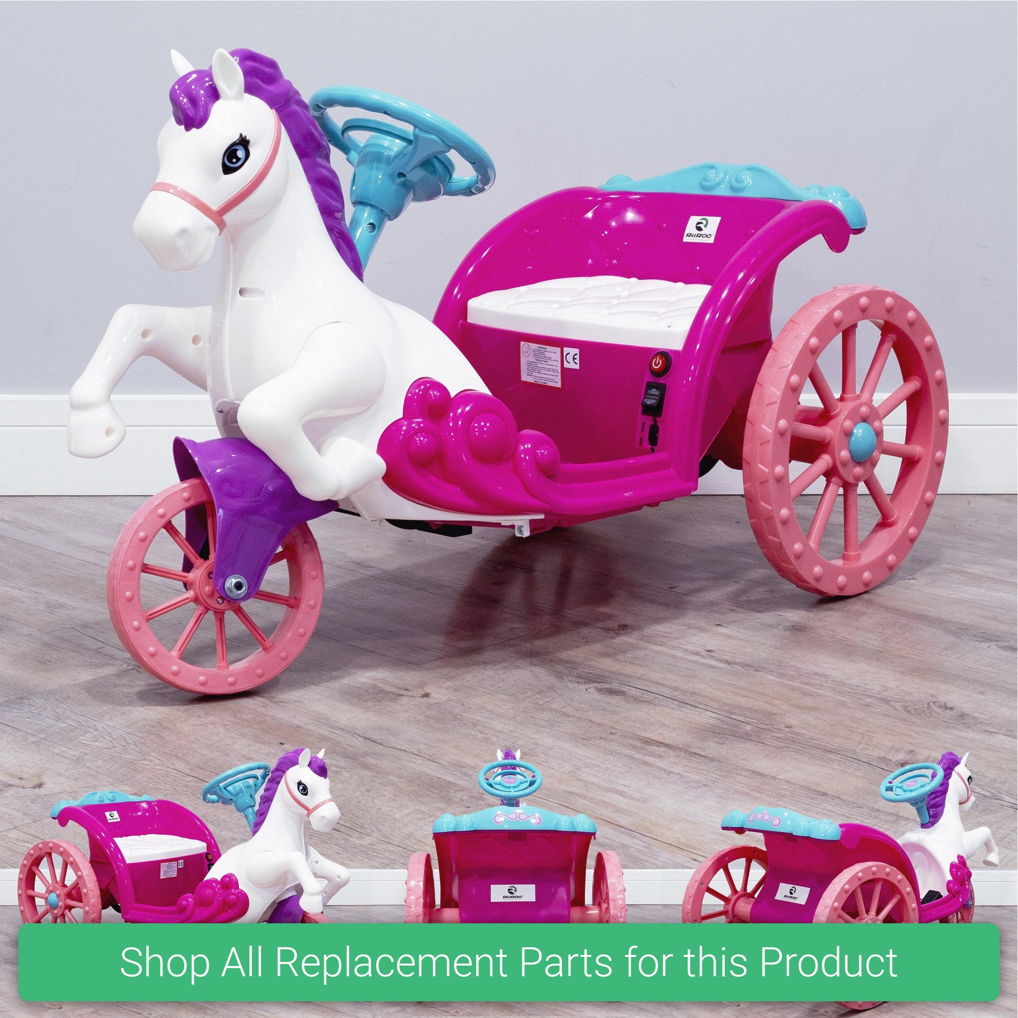 Replacement Parts and Spares for Kids 6V Unicorn Ride On Princes Carriage  - Pink - UNI-6V-PIN - ZP3888