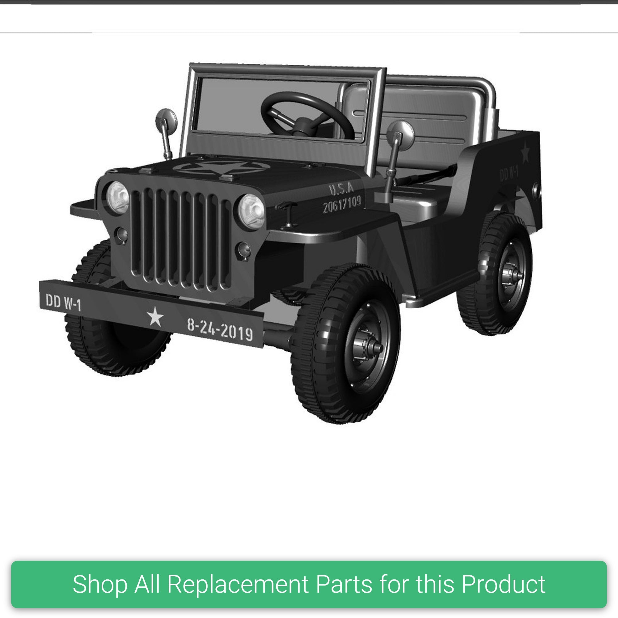 Replacement Parts and Spares for Kids Hotchkiss Willys Jeep Style - Mini - HTW-STY-VARI - JH-103