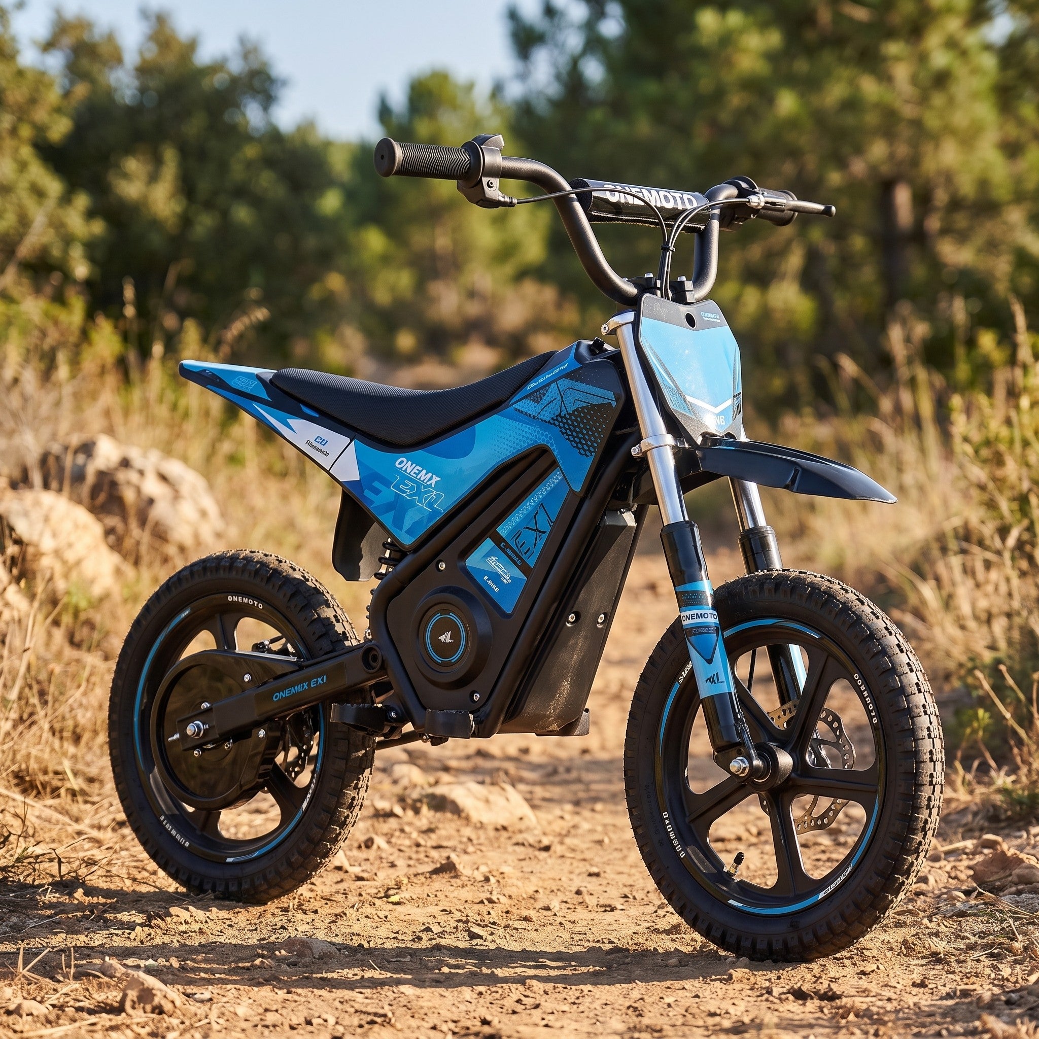 07-onemx-ex1-14-inch-kids-electric-pit-bike-blue-garden-lifestyle.jpg