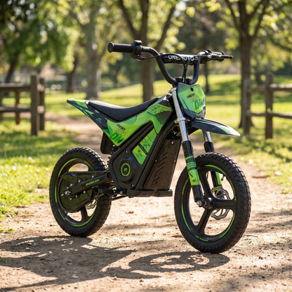 07-onemx-ex1-14-inch-kids-electric-pit-bike-green-garden-lifestyle.jpg