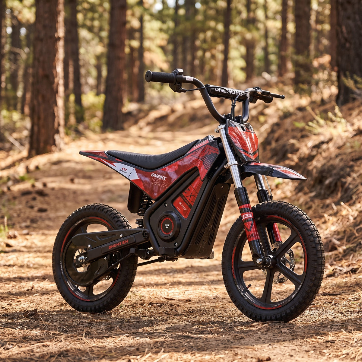 07-onemx-ex1-14-inch-kids-electric-pit-bike-red-garden-lifestyle.jpg