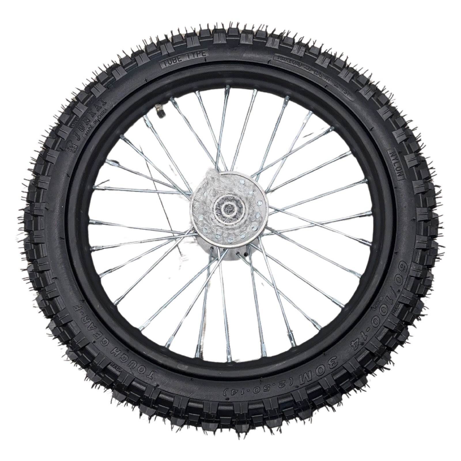 Replacement Wheel for Kids Ride on's - 14 inch inner tube Front Wheel OneMX-EX2S - 104-3117
