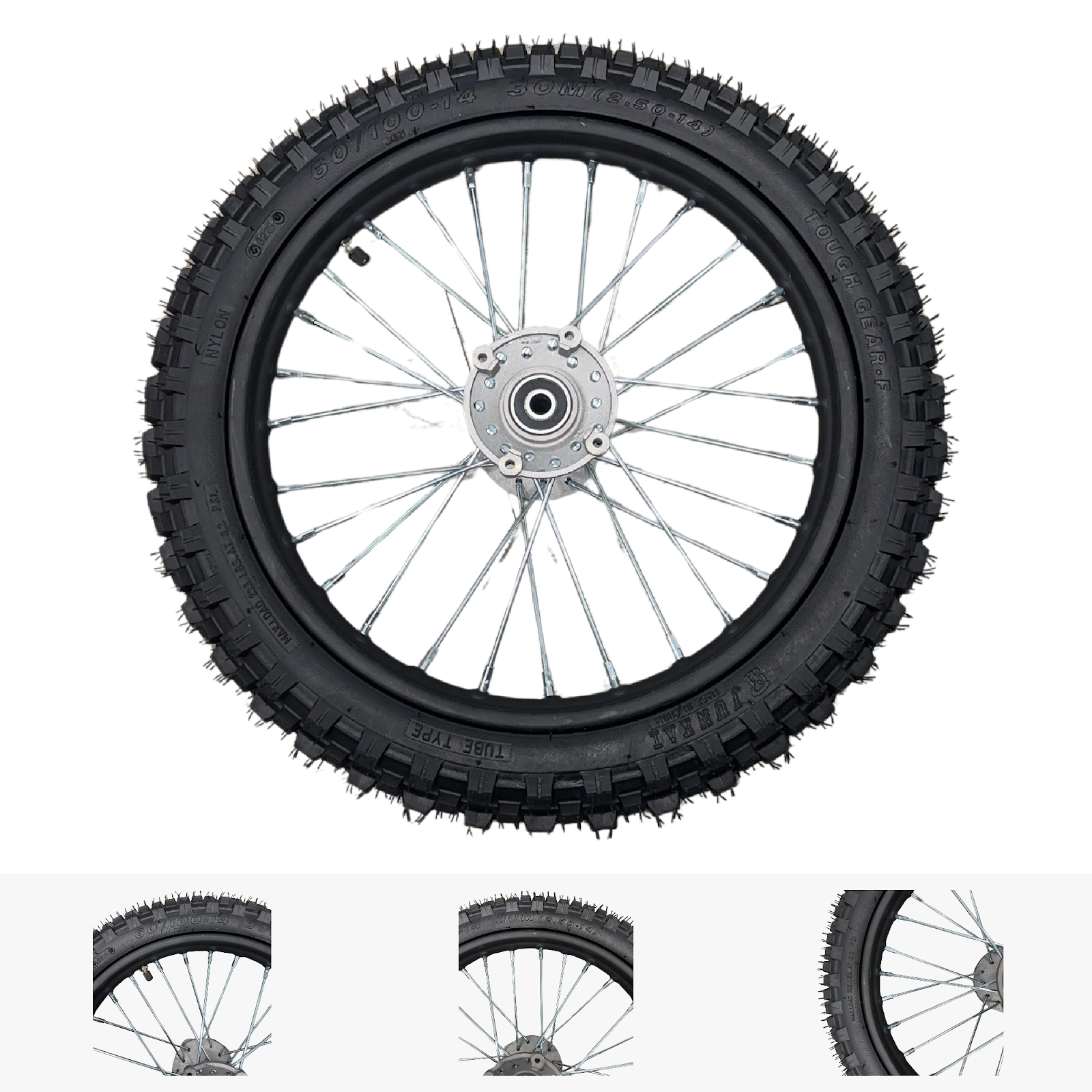Replacement Wheel for Kids Ride on's - 14 inch inner tube Front Wheel OneMX-EX2S - 104-3117