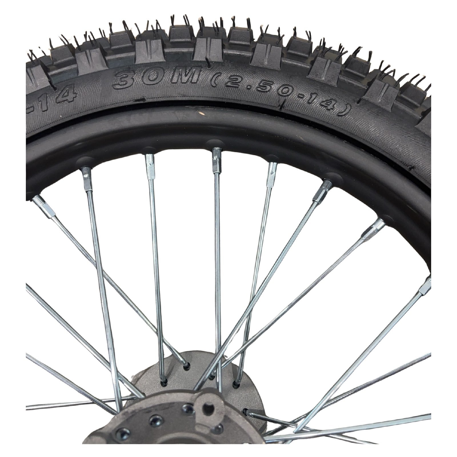 Replacement Wheel for Kids Ride on's - 14 inch inner tube Front Wheel OneMX-EX2S - 104-3117