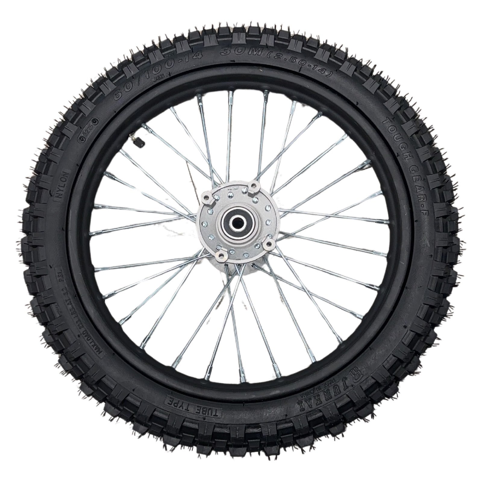 Replacement Wheel for Kids Ride on's - 14 inch inner tube Front Wheel OneMX-EX2S - 104-3117