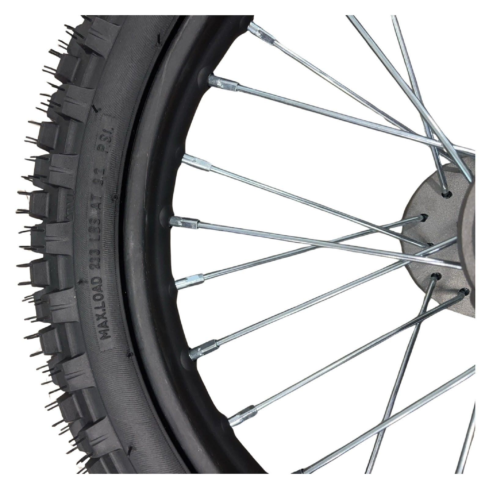 Replacement Wheel for Kids Ride on's - 14 inch inner tube Front Wheel OneMX-EX2S - 104-3117
