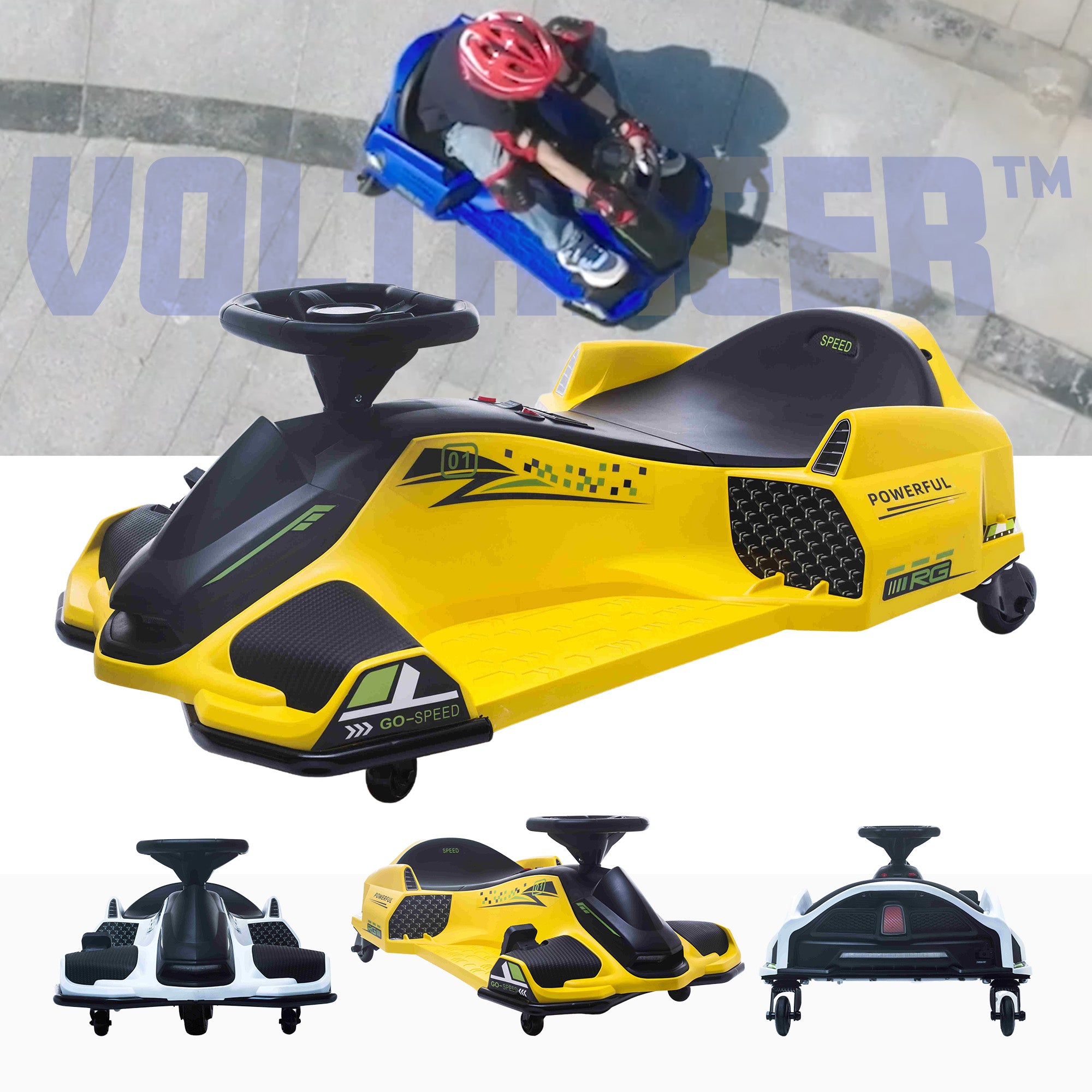 Voltz Toys Gokart électrique, 24v outdoor racer drifter go kart pour  enfants et adultes