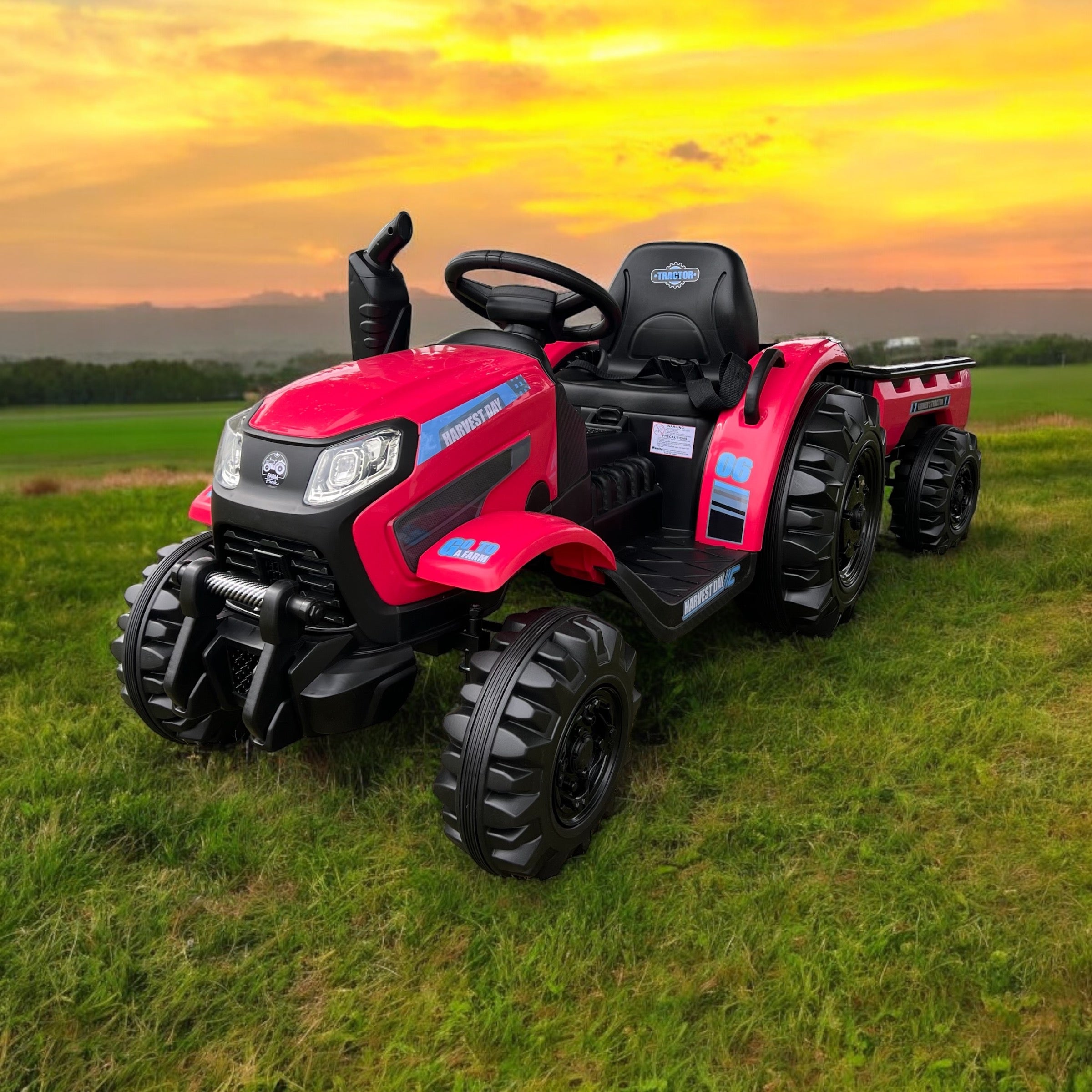 24 V PowerHauler Elektro-Traktor- und Anhängerset für Kinder