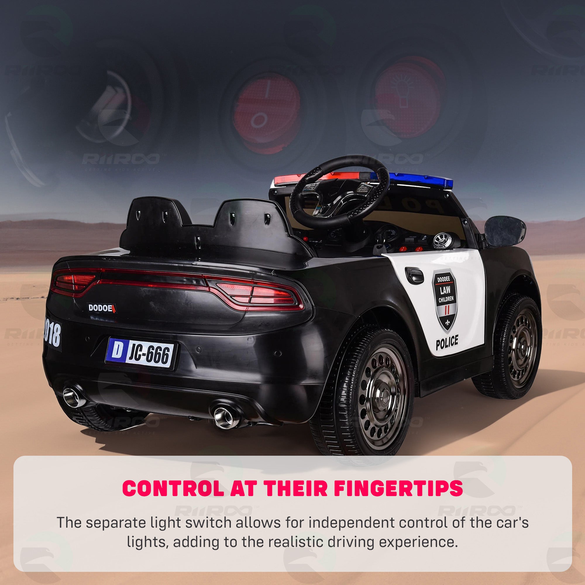 12V RiiRoo Police Car Kids Battery Electric Ride On