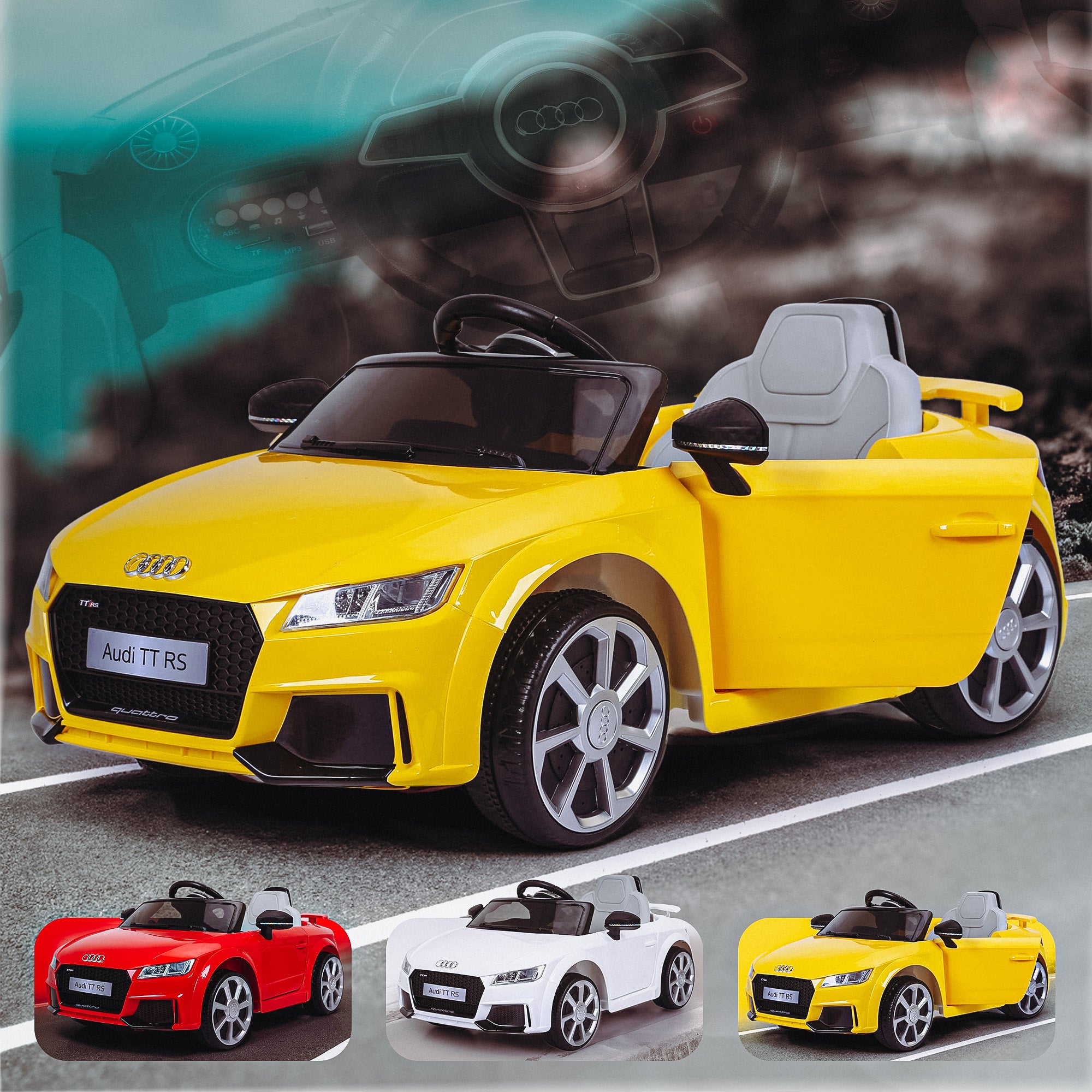 12V Audi TT RS Licensed Kids Battery Electric Ride On Car RiiRoo