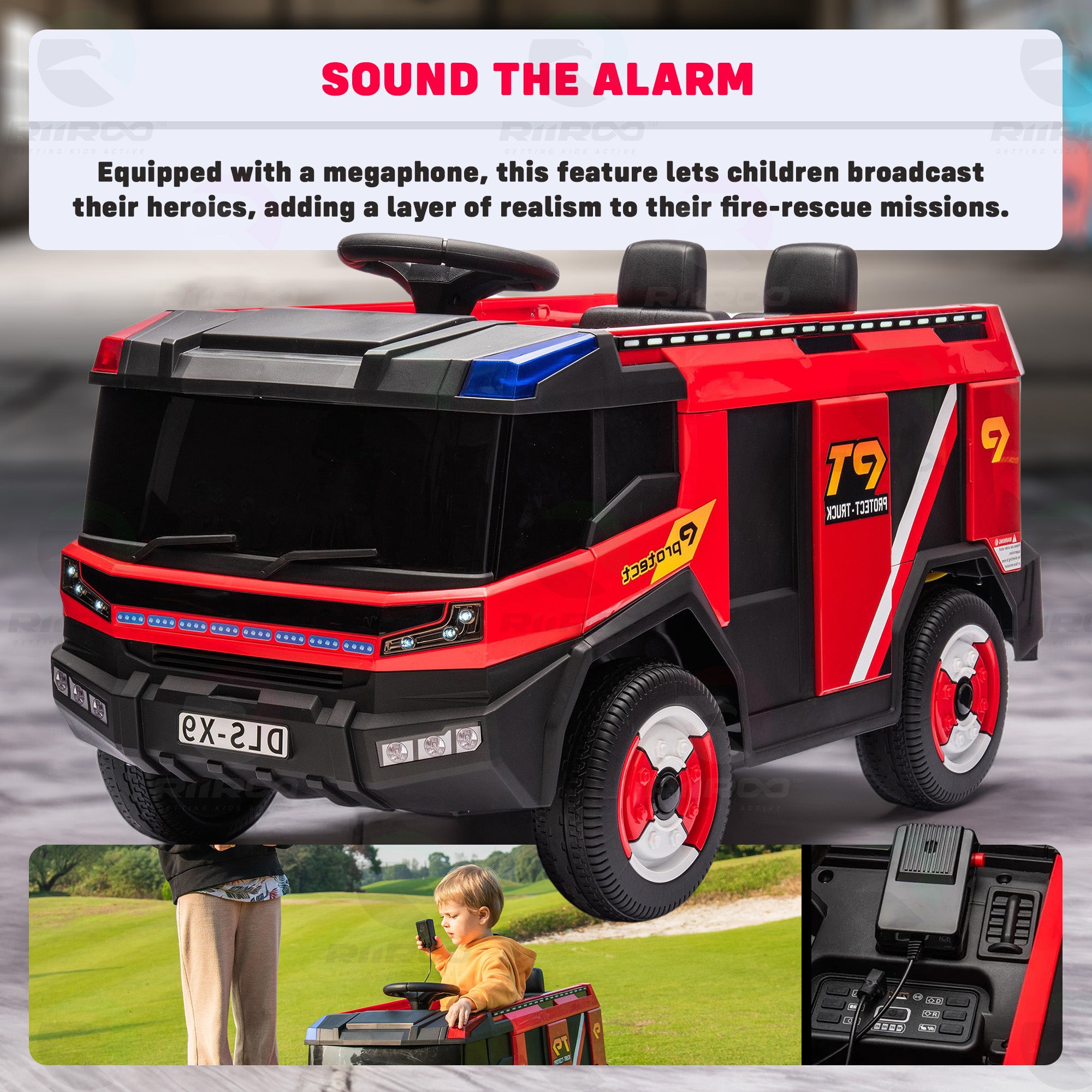 12V Fire Engine Truck Kids Battery Electric Ride On RiiRoo