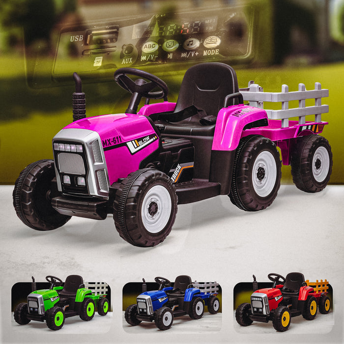 Pink RiiRoo JDX™ Tractor with Trailer for kids