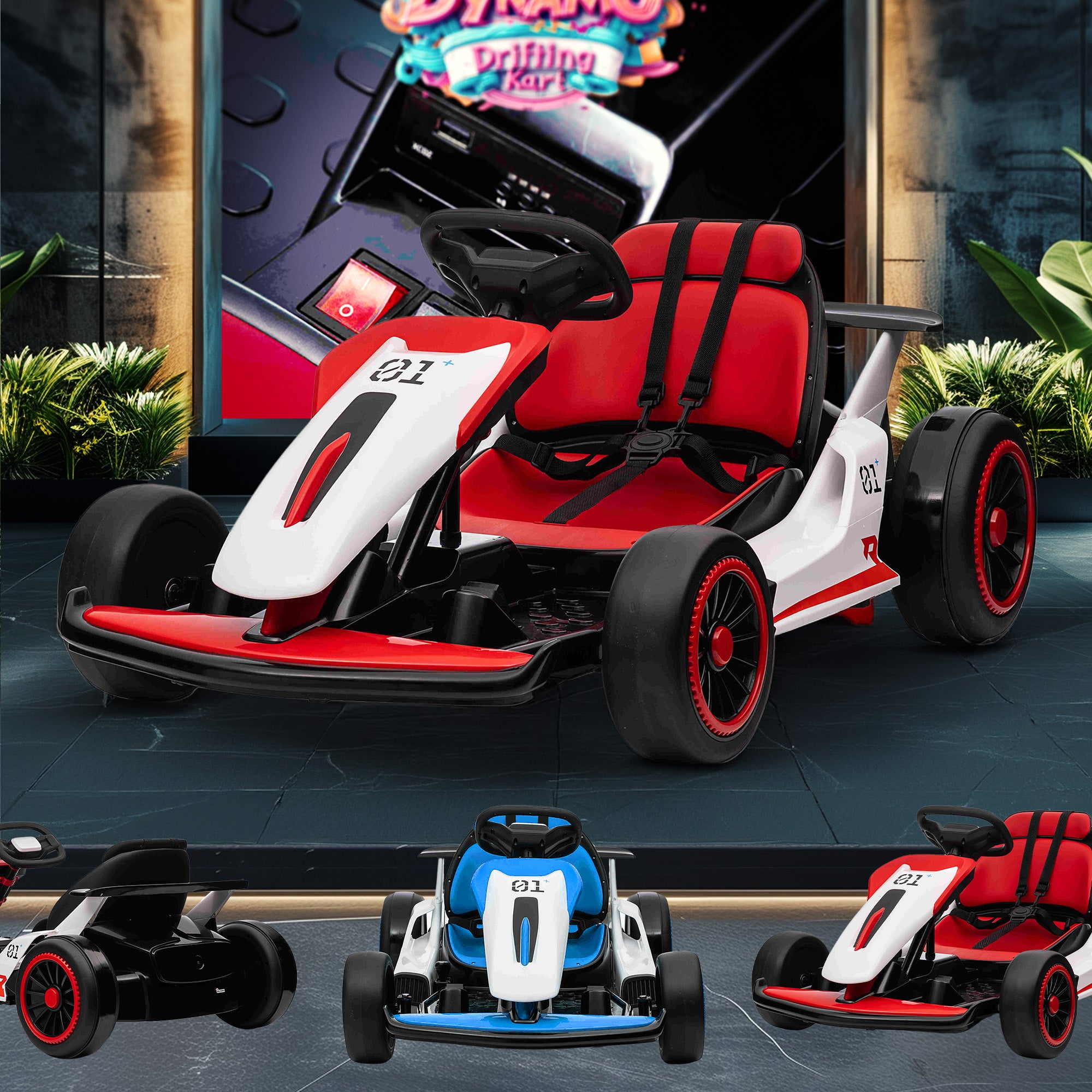 Fast Rideable Objects DriftDynamo: Kids Electric Drift Go Kart | 24V Dual Motor | RiiRoo