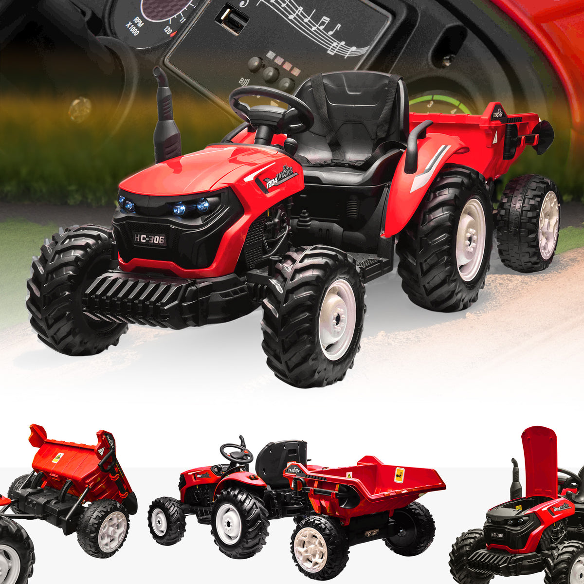 Kids Ride-On Tractor with Trailer