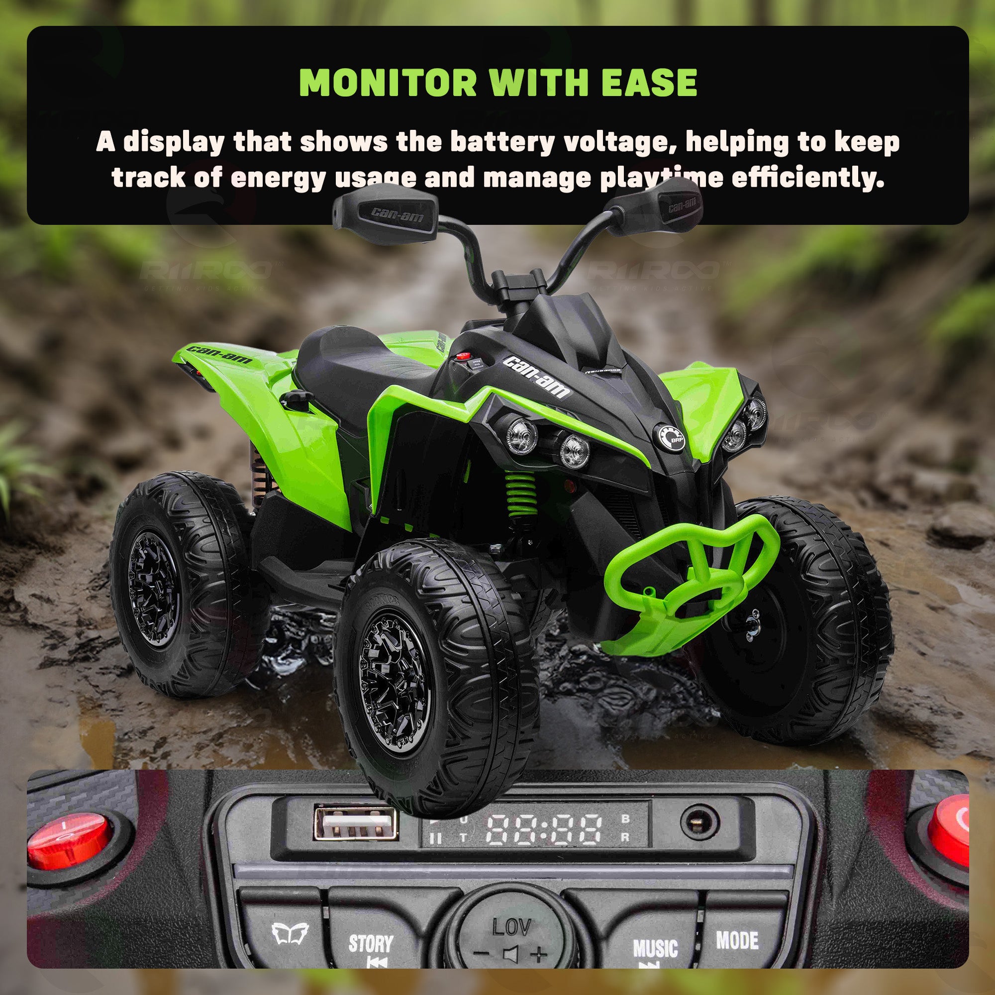 24V RiiRoo Can Am Maverick ATV Quad Bike Kids Battery Electric Ride On