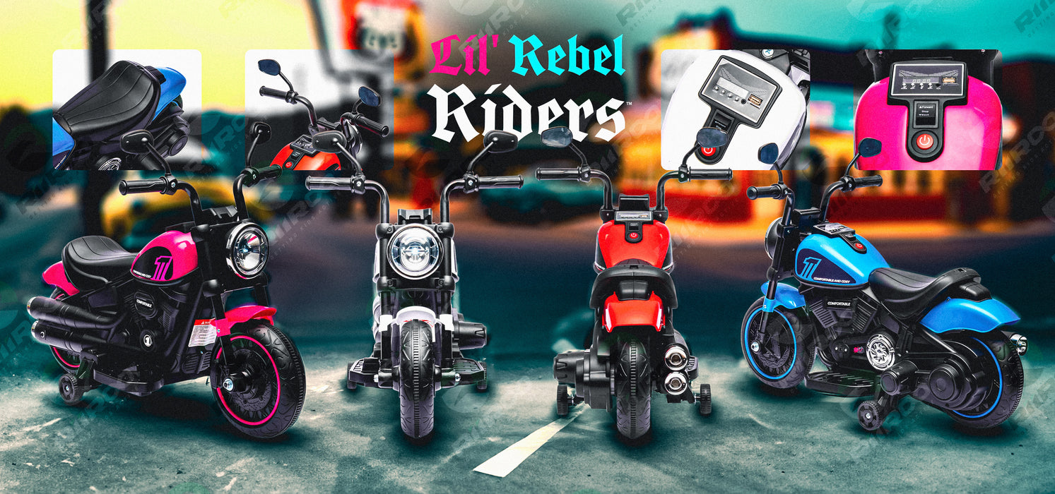 🏍️ Lil' Rebel Riders RiiRoo 6V Kids Electric Ride-On MotorCycle Bike