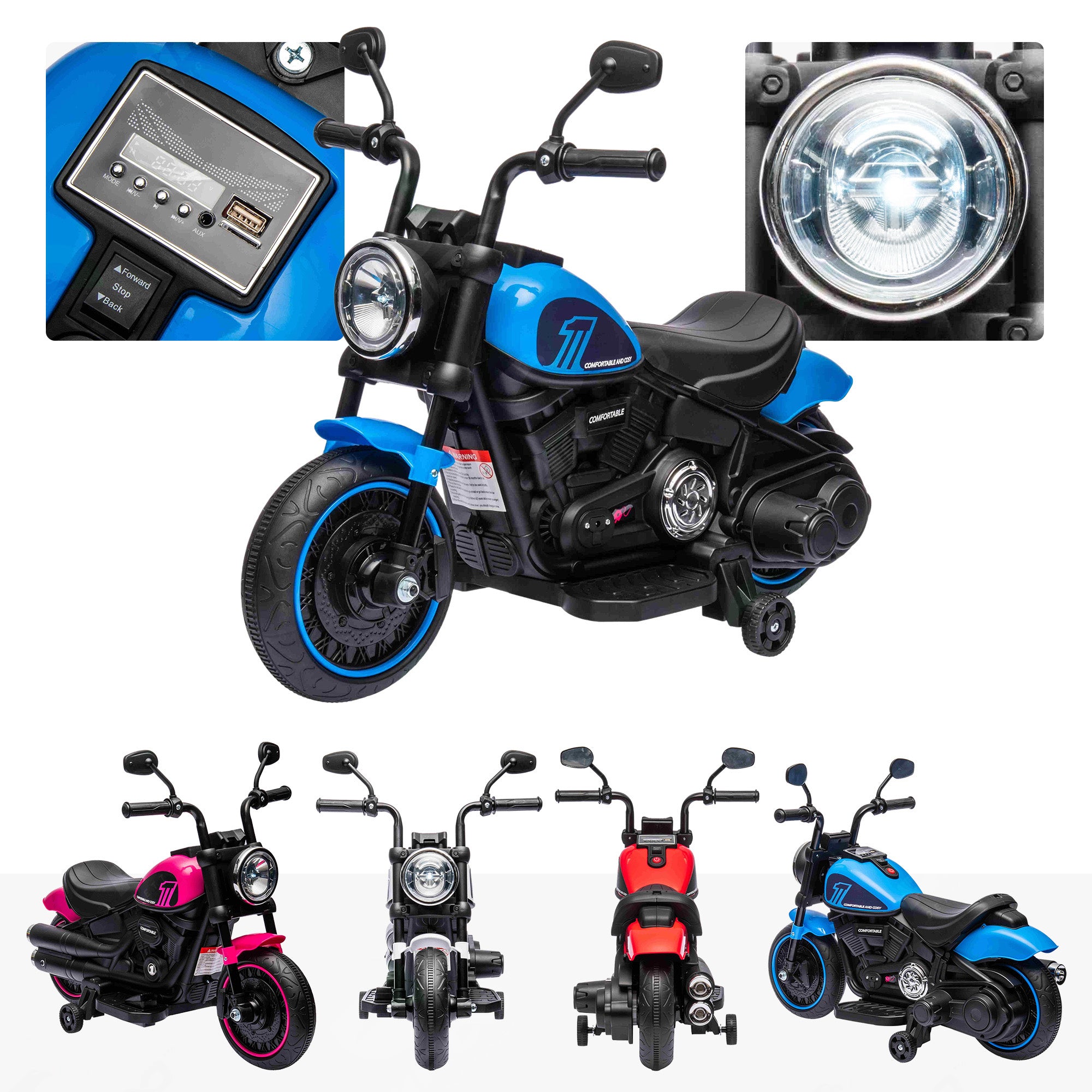 🏍️ Lil' Rebel Riders RiiRoo 6V Kids Electric Ride-On MotorCycle Bike