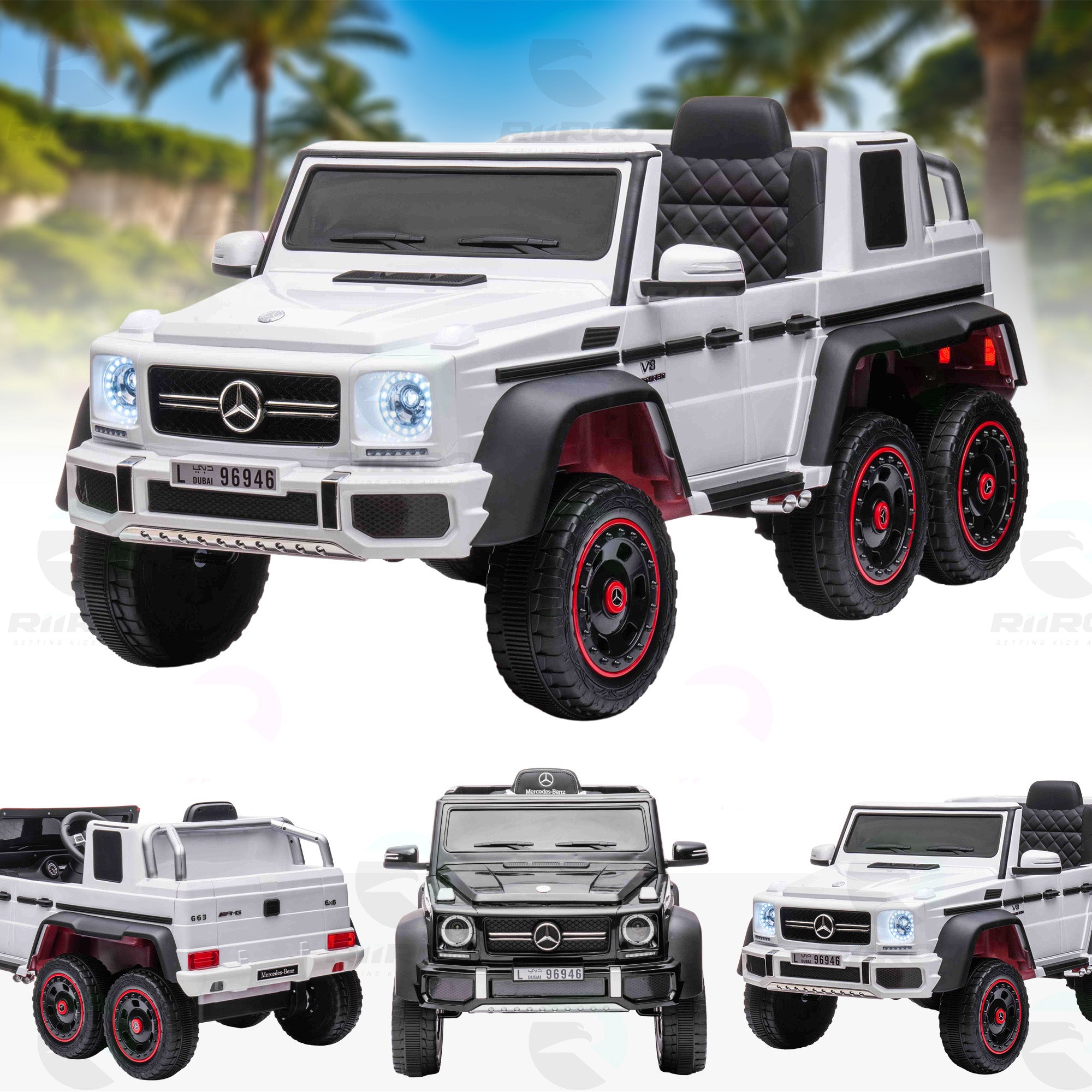 24V Mercedes Benz G63 AMG 6X6 Kids Battery Electric Ride On Truck RiiRoo