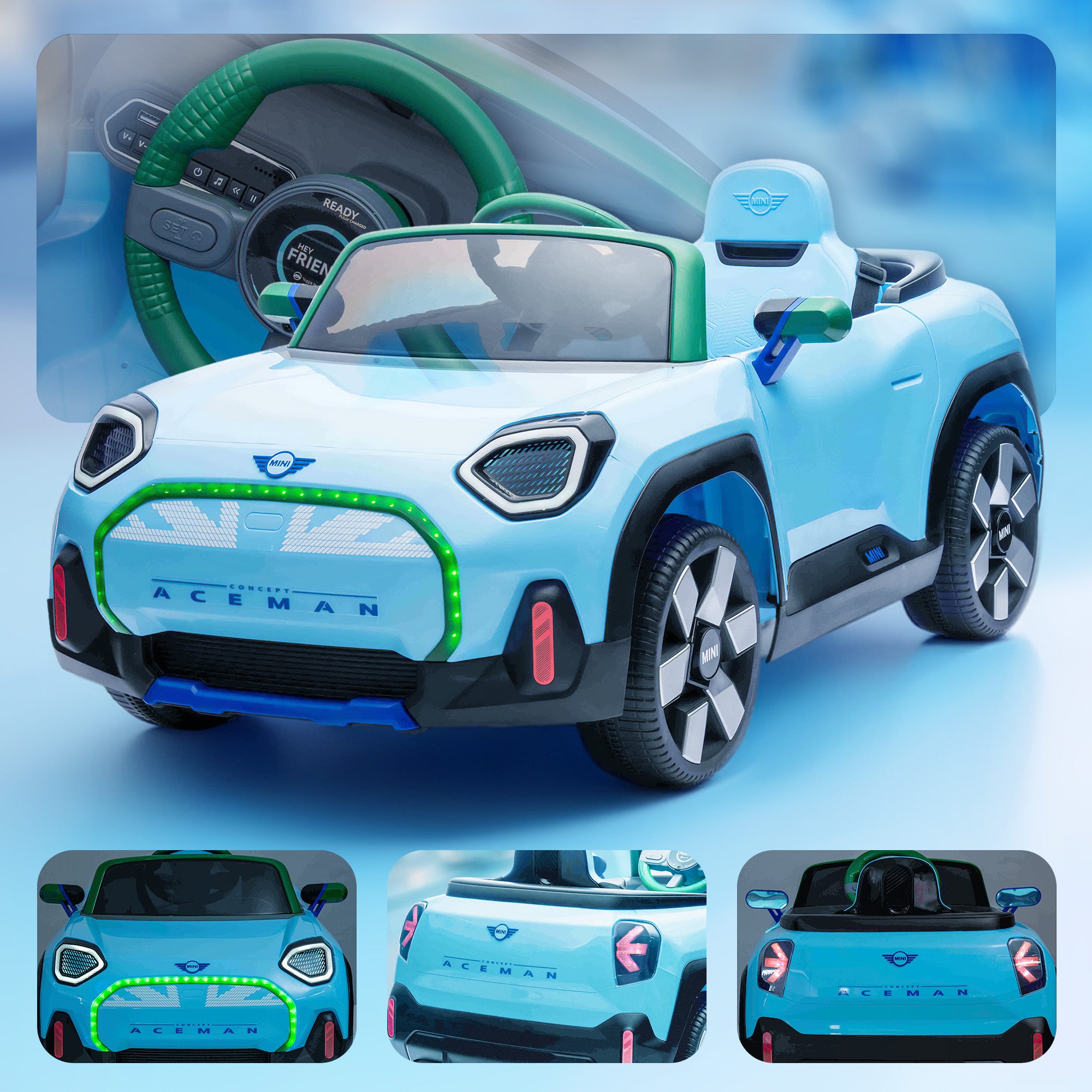 12V Licensed Mini Aceman Kids Battery Electric Ride On Car RiiRoo