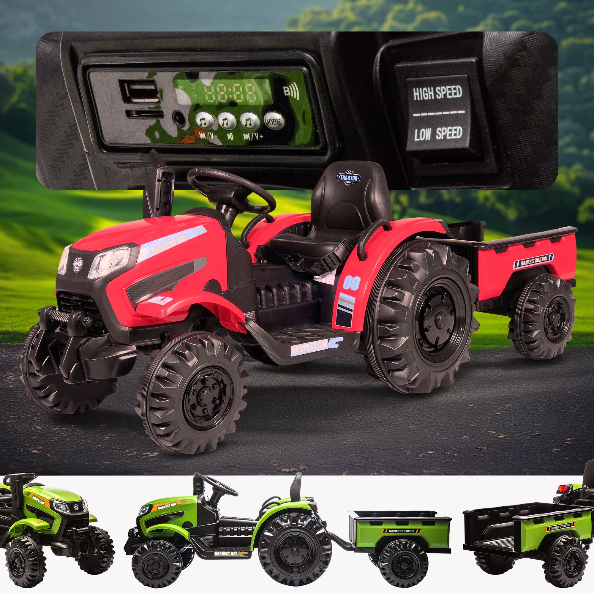 24V PowerHauler Electric Kidz Tractor & Trailer Set