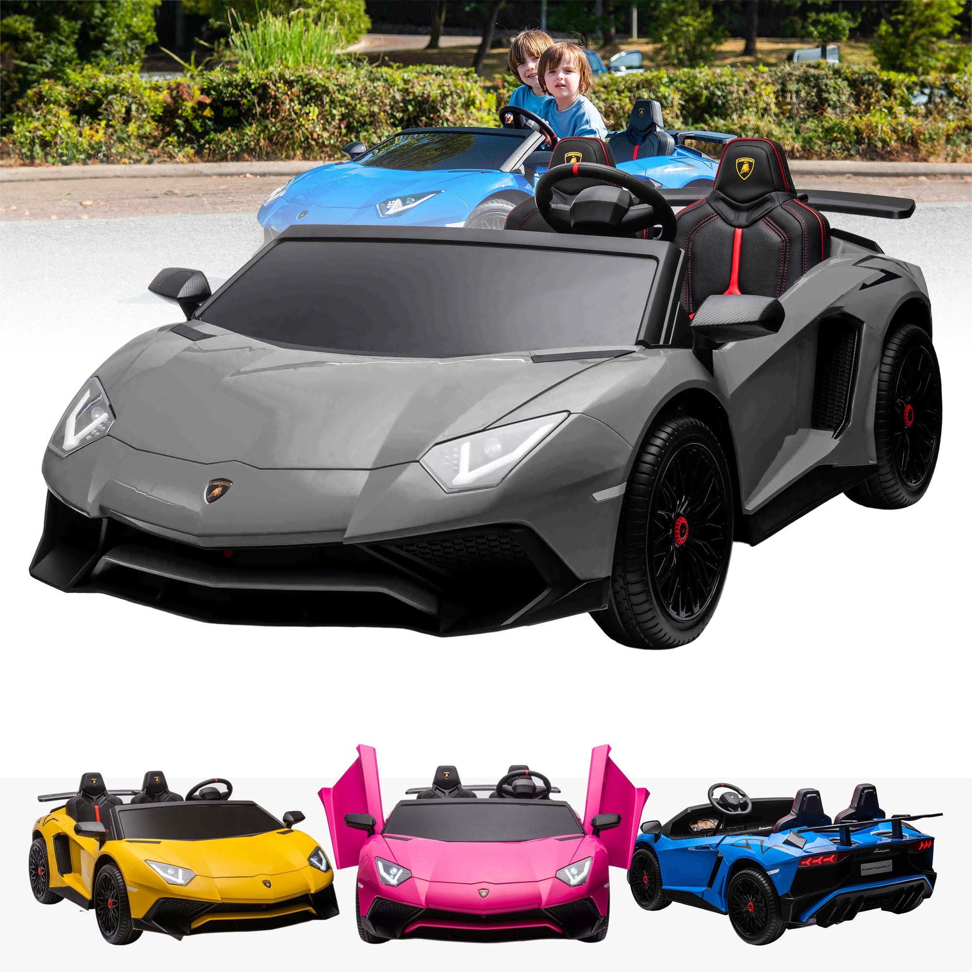 24V Two Seater Kids Lamborghini Luxury Battery Electric Ride On Car RiiRoo