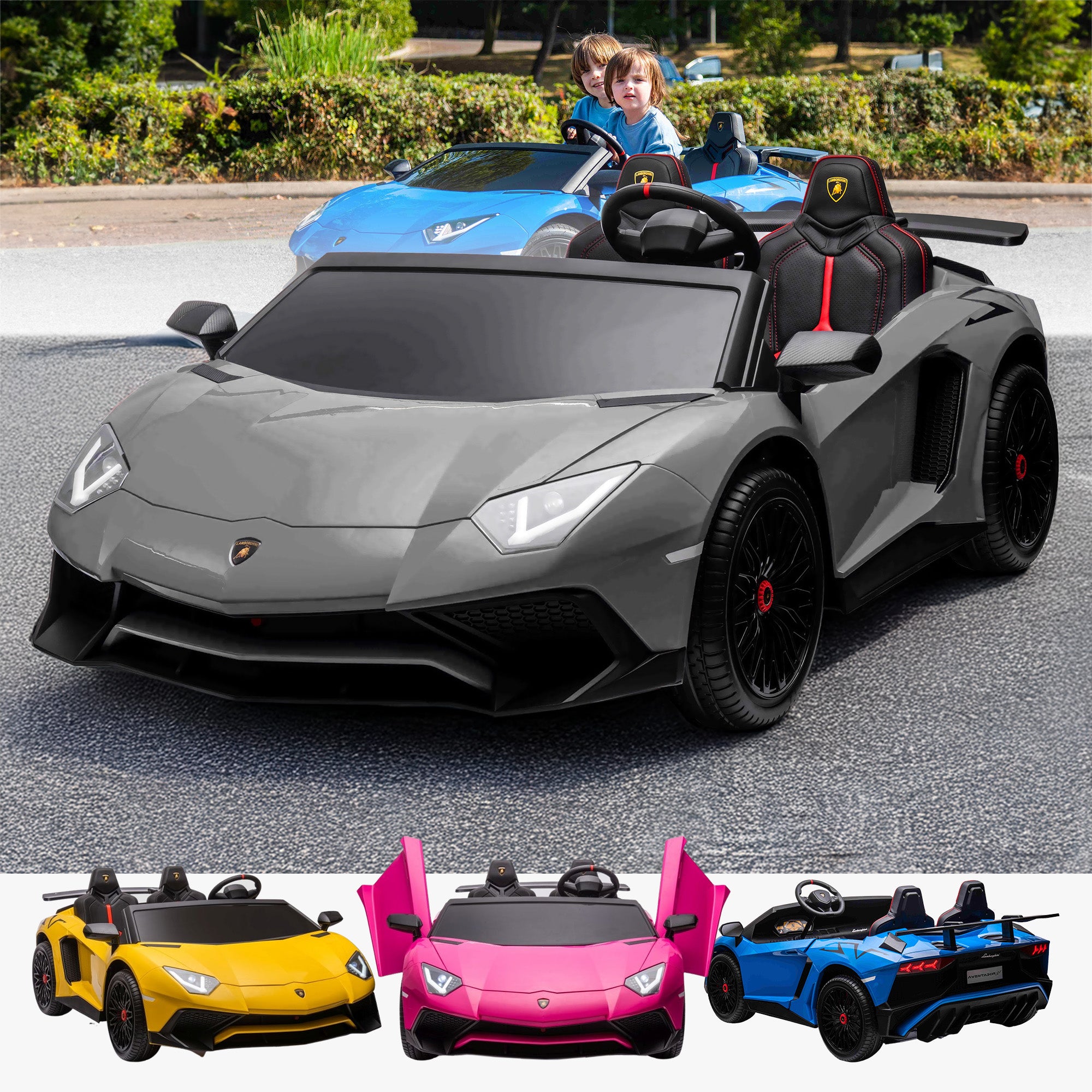 24V Lamborghini Aventador 2 Seater Kids Battery Electric Ride On RiiRoo