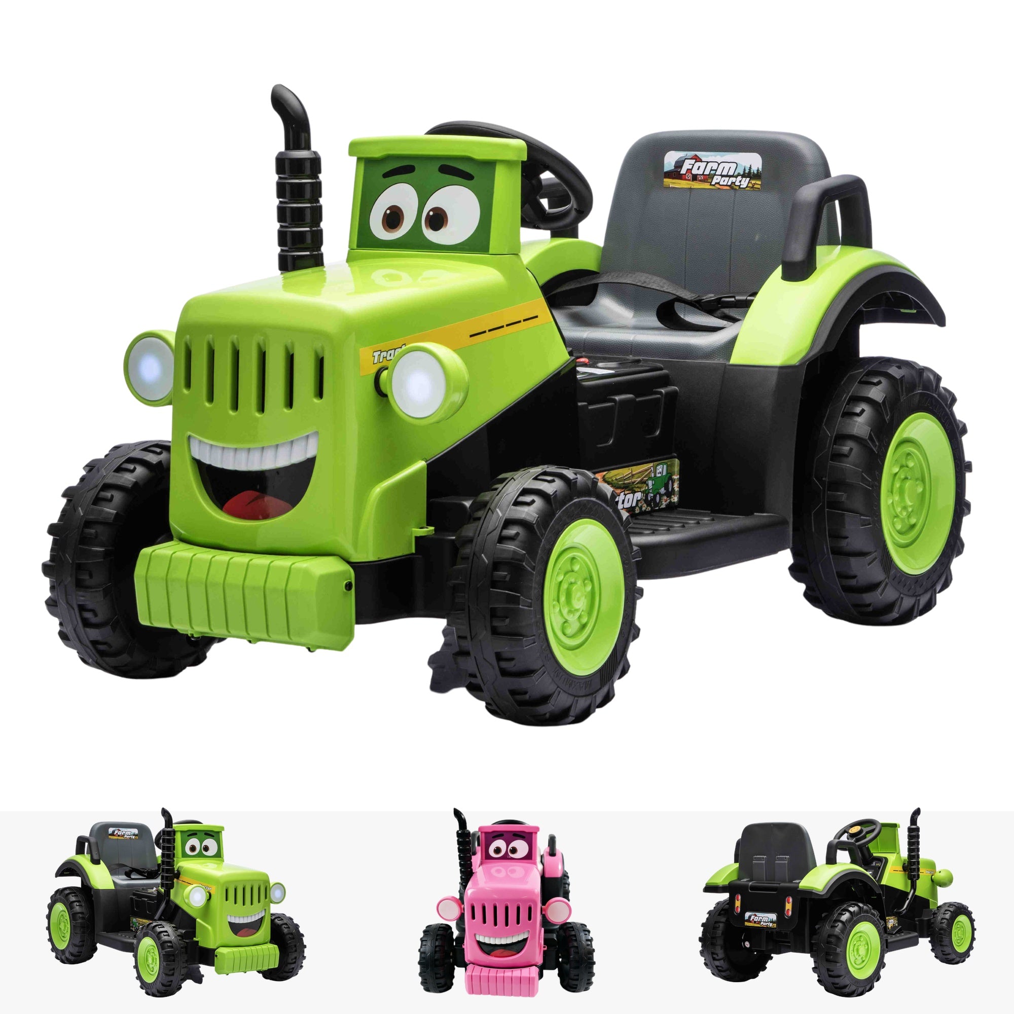 RiiRoo SmileyTrac 12V Battery Powered Kids Ride-On Tractor