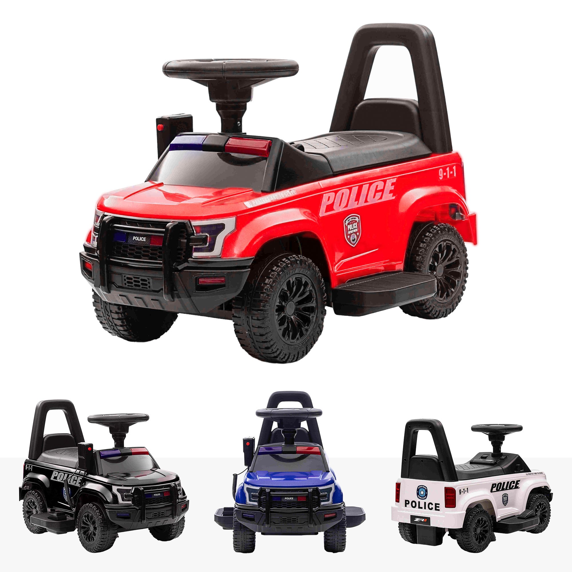 6V RiiRoo Police Pursuit Kids Push Along Electric Battery Ride On Car