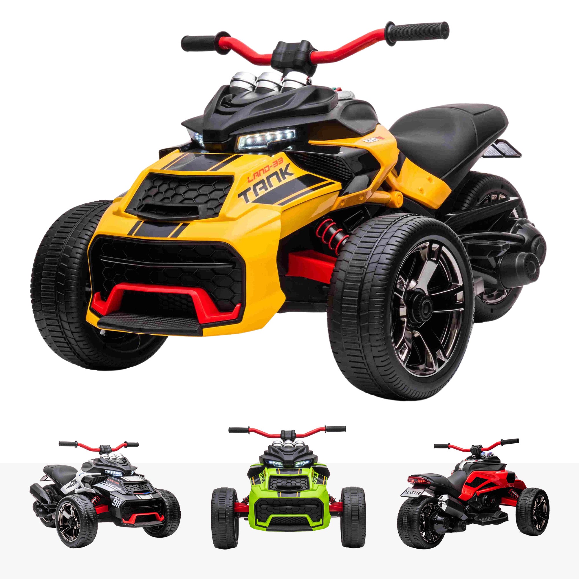 Three Wheel Police 12V Battery Electric Quad Motorbike – RiiRoo