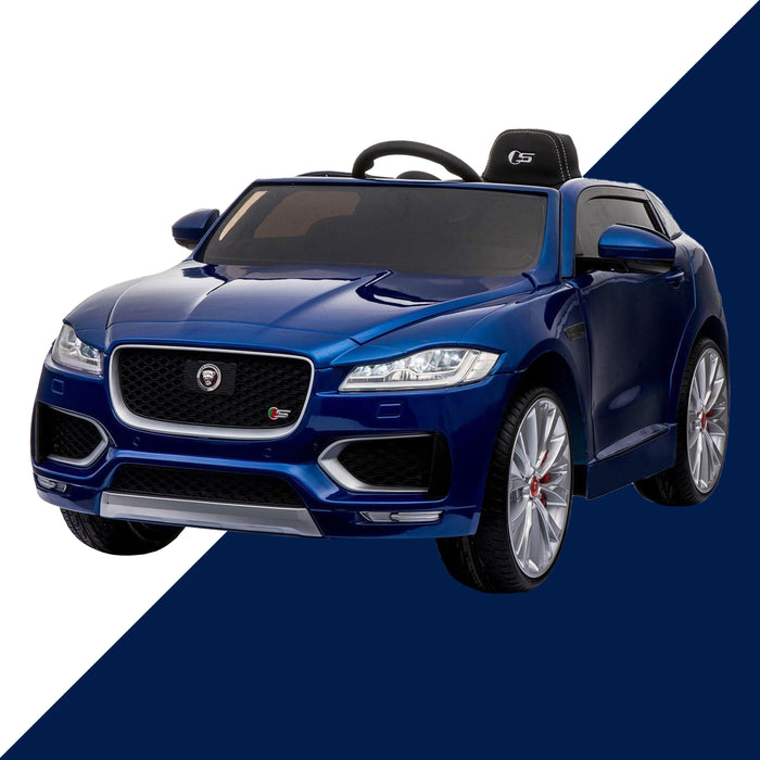2kids jaguar f pace licensed electric battery ride on car jeep with parental remote control power wheels blue 3 