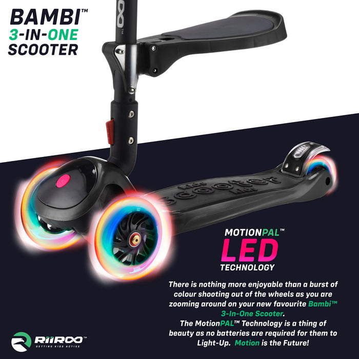 bambi three in one scooter led lights black1 riiroo 3 kids