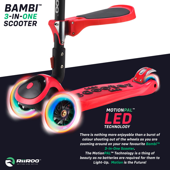 bambi three in one scooter led lights red1 riiroo 3 kids