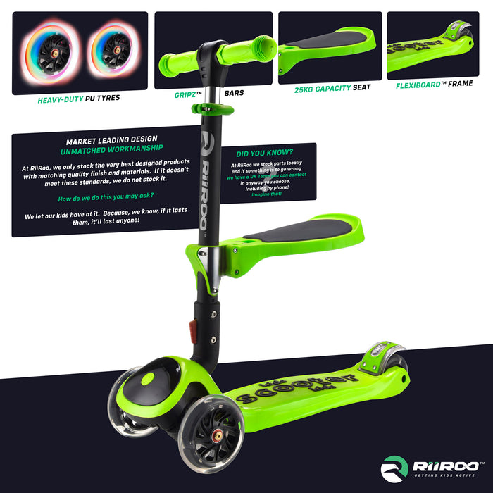 bambi three in one scooter premium materials green riiroo 3 kids
