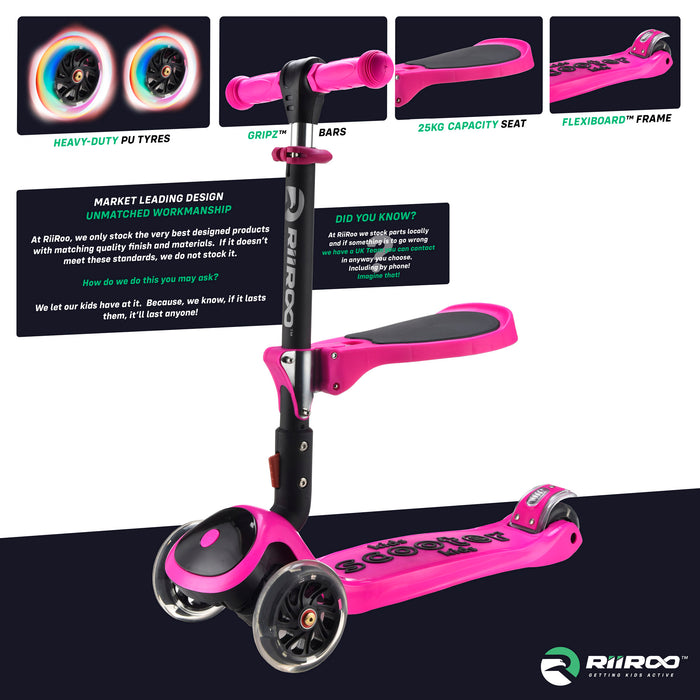 bambi three in one scooter premium materials pink riiroo 3 kids