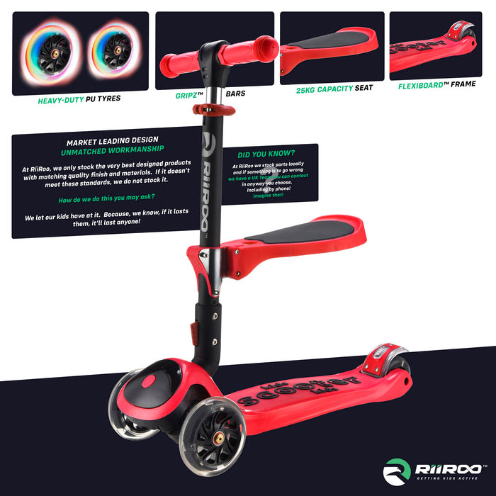 bambi three in one scooter premium materials red riiroo 3 kids