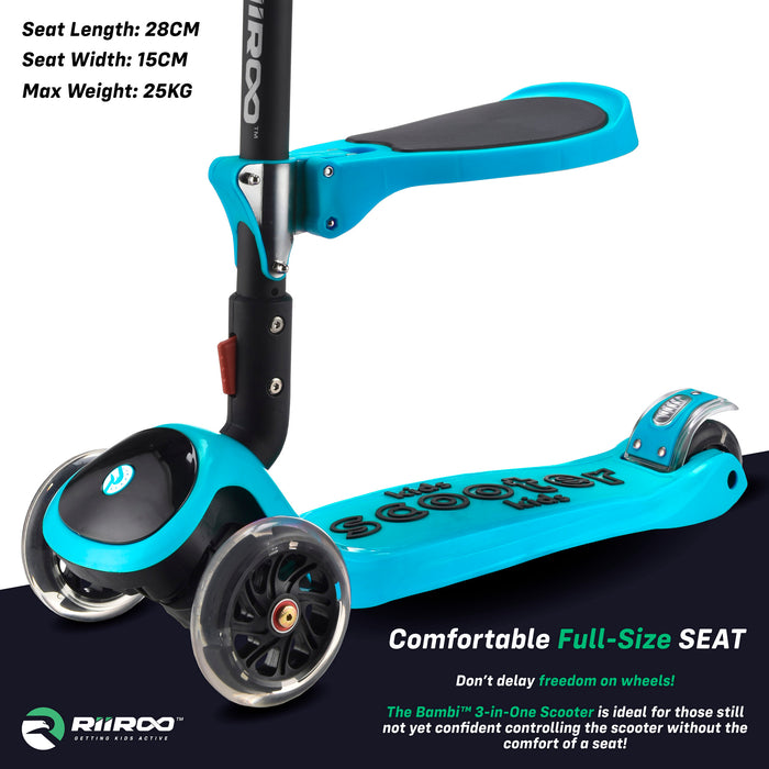bambi three in one scooter seat blue riiroo 3 kids