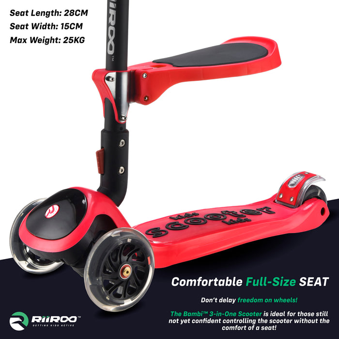 bambi three in one scooter seat red riiroo 3 kids