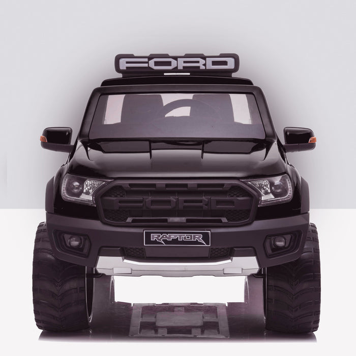 kids 12v electric ford ranger raptor f150 battery operated ride on car with parental remote control front doors closed black wildtrak 2wd