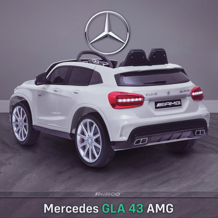 kids 12v electric mercedes gla 43 amg car licesend battery operated ride on car with parental remote control mainrear angle white 45 licensed 2wd