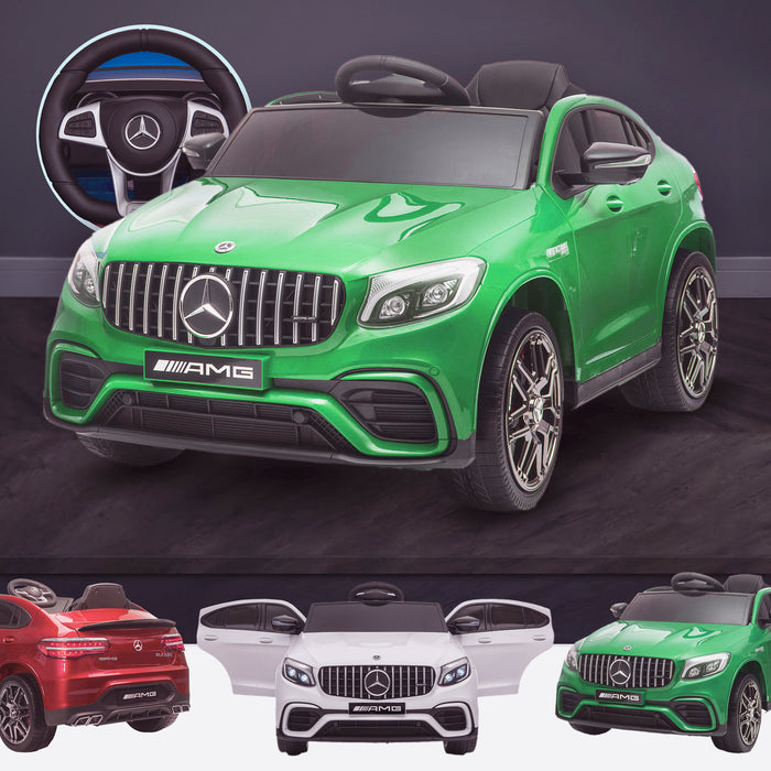 kids 12v electric mercedes glc 63s coupe battery car jeep pick up battery operated ride on car with parental remote control green Green benz amg licensed 2wd