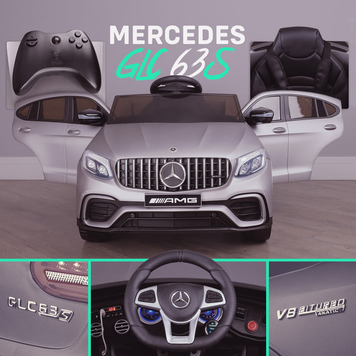 kids 12v electric mercedes glc 63s coupe battery car jeep pick up battery operated ride on car with parental remote control mat gray final benz amg licensed 2wd