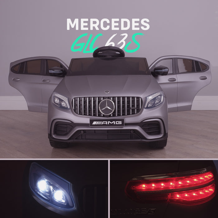 kids 12v electric mercedes glc 63s coupe battery car jeep pick up battery operated ride on car with parental remote control mat gray front benz amg licensed 2wd