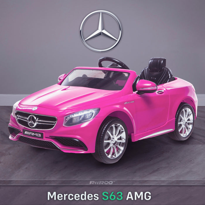 kids 12v electric mercedes s63 amg car licesend battery operated ride on car with parental remote control main front angle 2 pink 2wd