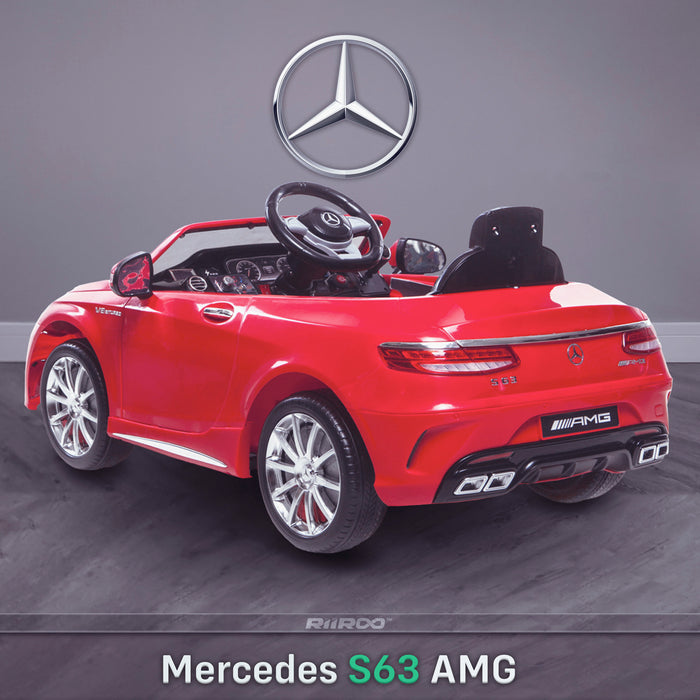 kids 12v electric mercedes s63 amg car licesend battery operated ride on car with parental remote control main rear angle red 2wd