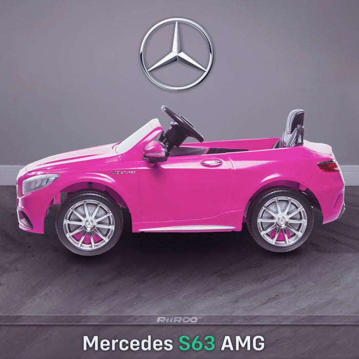 kids 12v electric mercedes s63 amg car licesend battery operated ride on car with parental remote control main side pink 2wd