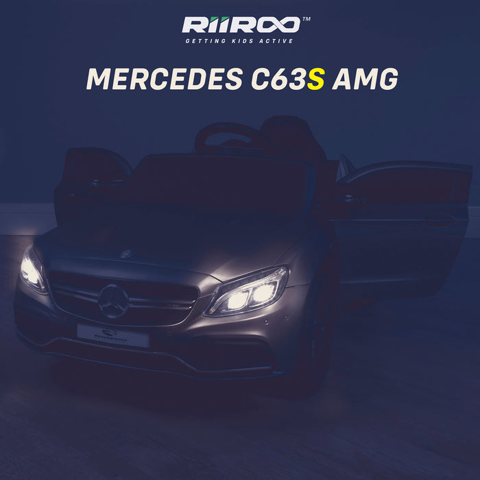 kids 12v mercedes benz c63s amg electric ride on car lights riiroo licensed c63 battery remote music