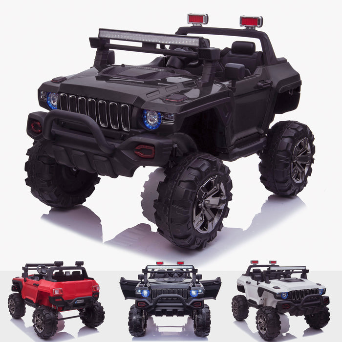 kids 24v hummer style ride on car jeep with parental remote control two seater main black Black 2 4wd