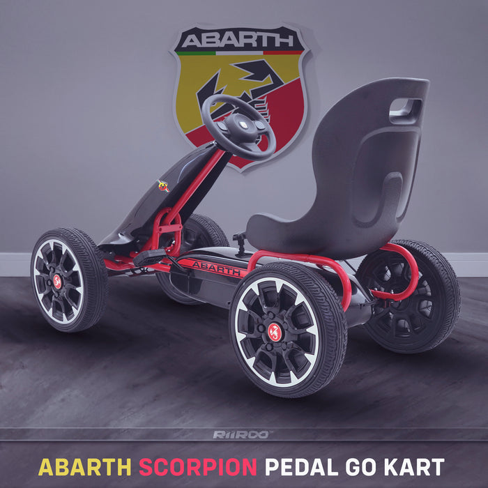 kids abarth ride on pedal go kart pedal powered ride on black 1 scorpion